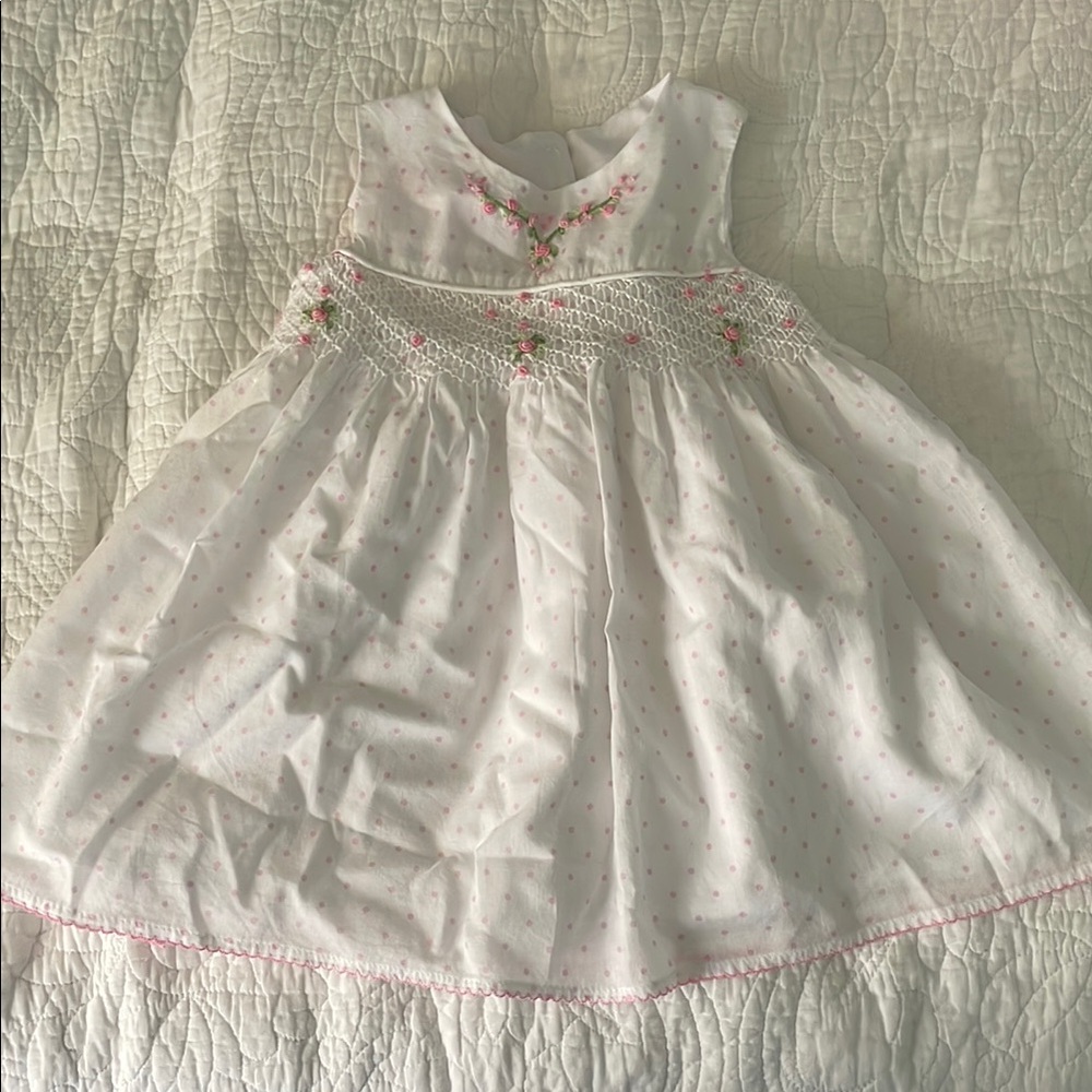 White Floral Dress with Pink Accents